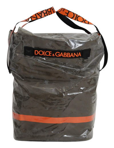 Dolce & Gabbana Cotton Men Large Fabric Green Shopping Tote Bag In Green