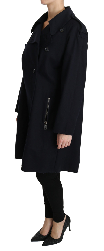 Dolce & Gabbana Coat Blue Cotton Women Trench Jacket In Blue