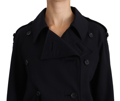 Dolce & Gabbana Coat Blue Cotton Women Trench Jacket In Blue