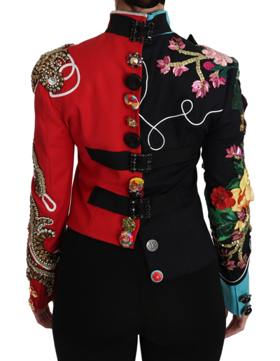 Shop Dolce & Gabbana Coat Crystal Floral Baroque Sicily  Women's Jacket In Red