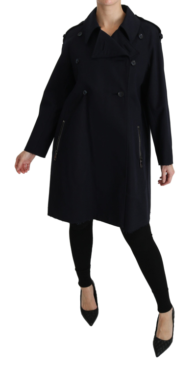 Dolce & Gabbana Coat Blue Cotton Women Trench Jacket In Blue