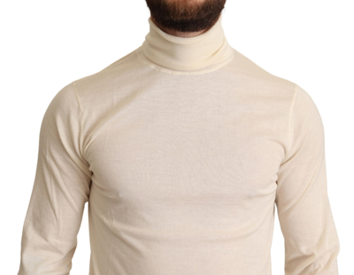 Shop Dolce & Gabbana Cream Cashmere Turtleneck Pullover Men's Sweater