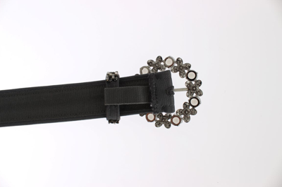 Shop Dolce & Gabbana Crystal Buckle Sequined Waist Women's Belt In Gray