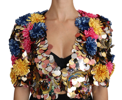 Shop Dolce & Gabbana Enchanted Sicily Crystal-embellished Short Women's Jacket In Multicolor
