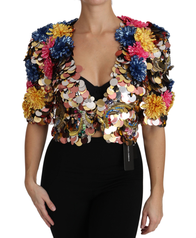 Shop Dolce & Gabbana Enchanted Sicily Crystal-embellished Short Women's Jacket In Multicolor