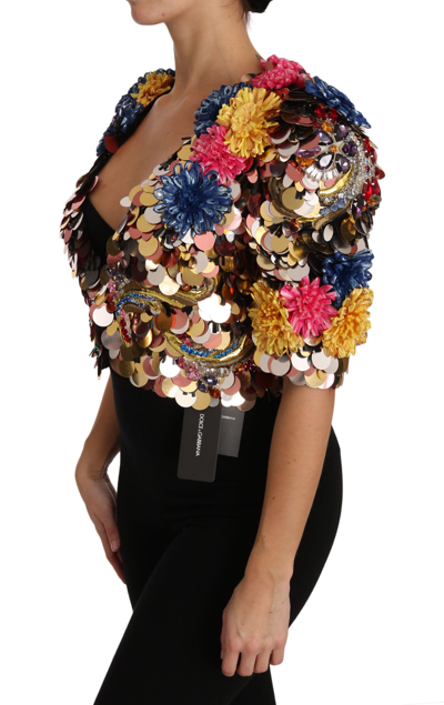 Shop Dolce & Gabbana Enchanted Sicily Crystal-embellished Short Women's Jacket In Multicolor