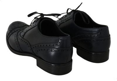 Shop Dolce & Gabbana Dark Blue Leather Wingtip Oxford Dress Men's Shoes