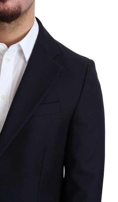 Shop Dolce & Gabbana Dark Blue Wool Single Breasted Coat Men's Jacket