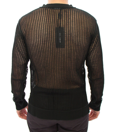 Shop Dolce & Gabbana Dark Green Runway Netz Pullover Netted Men's Sweater