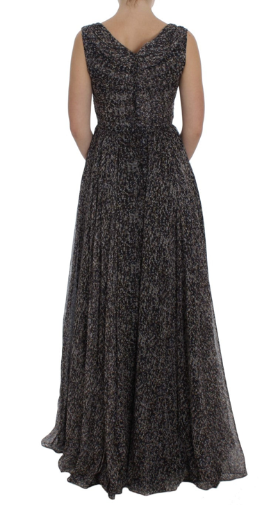 Shop Dolce & Gabbana Dark Silk Shift Gown Full Length Women's Dress In Multicolor