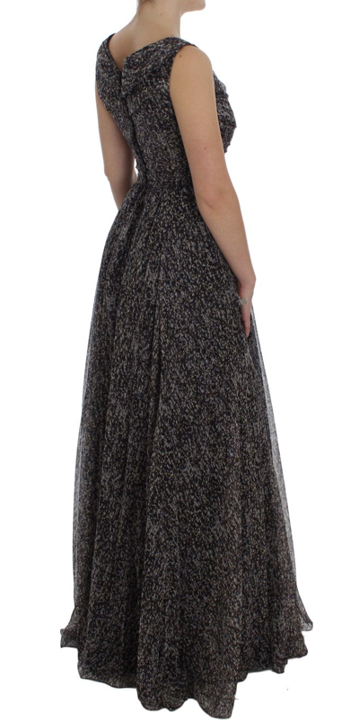 Shop Dolce & Gabbana Dark Silk Shift Gown Full Length Women's Dress In Multicolor