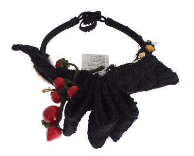 Shop Dolce & Gabbana Diadem Headband Tiara Berry Fruit Crystal Bow Women's Hair In Black