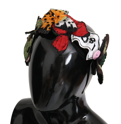 Shop Dolce & Gabbana Floral Butterfly Sequin Diadem Tiara Women's Headband In Multicolor