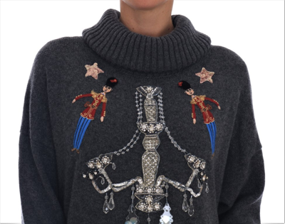 Shop Dolce & Gabbana Fairy Tale Crystal Gray Cashmere Women's Sweater