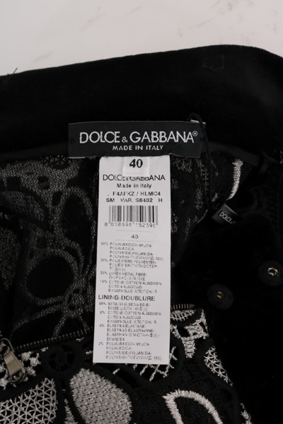 Shop Dolce & Gabbana Floral Macramé Lace Crystal Button Women's Skirt In Multicolor