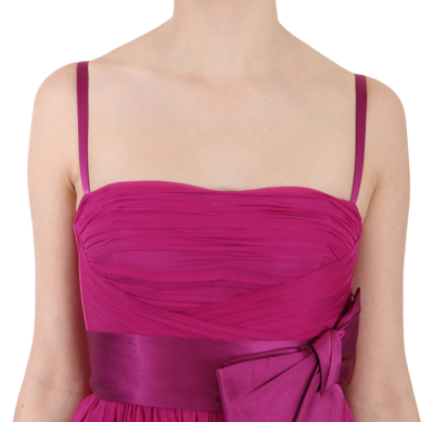 Shop Dolce & Gabbana Elegant Fuchsia Pink Silk Bow Front Women's Dress