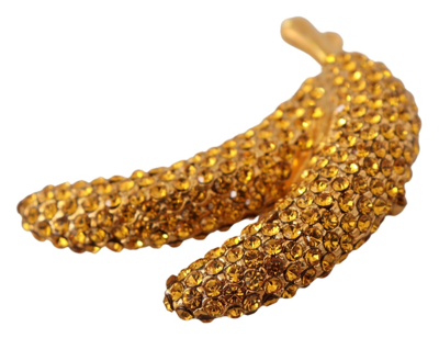 Shop Dolce & Gabbana Gold Banana Crystal Pin Yellow Rhinestone Women's Accentsbrooch