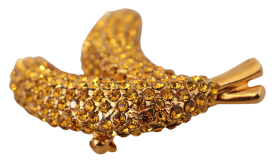 Shop Dolce & Gabbana Gold Banana Crystal Pin Yellow Rhinestone Women's Accentsbrooch