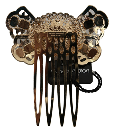 Shop Dolce & Gabbana Gold Brass Clear Crystal Hair Stick Accessory Women's Comb