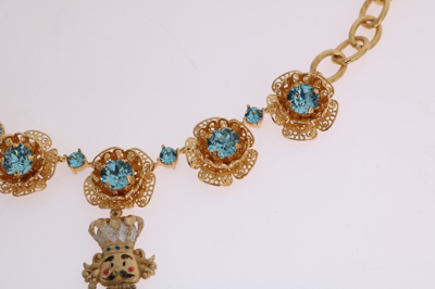 Shop Dolce & Gabbana Gold Brass Handpainted Crystal Floral Women's Necklace