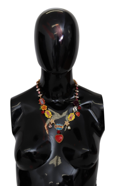Shop Dolce & Gabbana Gold Cartoon Love Star Boom Crystals Chain Women's Necklace