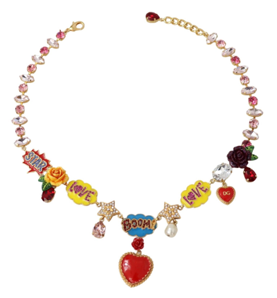Shop Dolce & Gabbana Gold Cartoon Love Star Boom Crystals Chain Women's Necklace