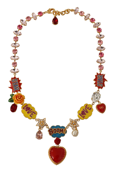 Shop Dolce & Gabbana Chic Fumetti Cartoons Statement Women's Necklace In Gold