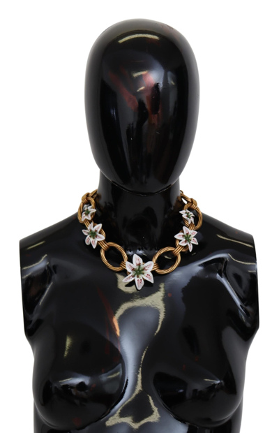 Shop Dolce & Gabbana Gold Chain Lilium Floral Choker Statement Jewelry  Women's Necklace