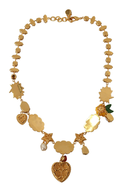 Shop Dolce & Gabbana Chic Fumetti Cartoons Statement Women's Necklace In Gold