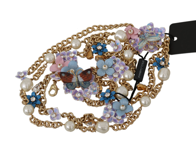 Shop Dolce & Gabbana Gold Chain Crystal Butterfly Flower Women's Belt