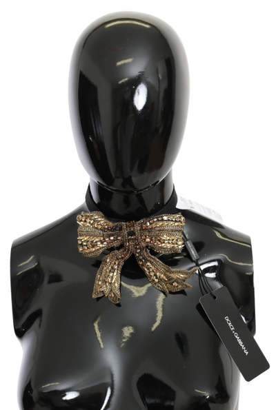 Shop Dolce & Gabbana Gold Crystal Beaded Sequined 100% Silk Catwalk Women's Necklace