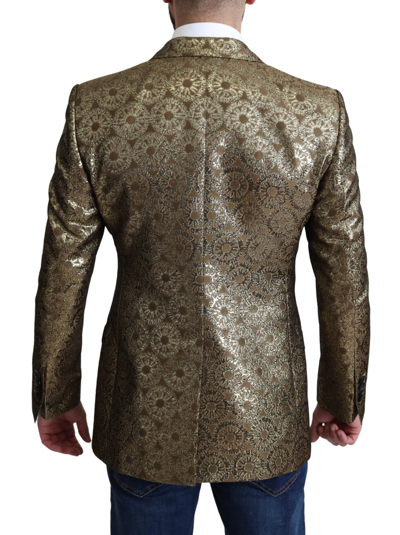 Shop Dolce & Gabbana Gold Crystal Crown Bee Martini Blazer Men's Jacket