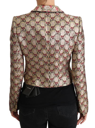 Dolce & Gabbana Gold Floral Sequined Blazer Coat Jacket In Gold