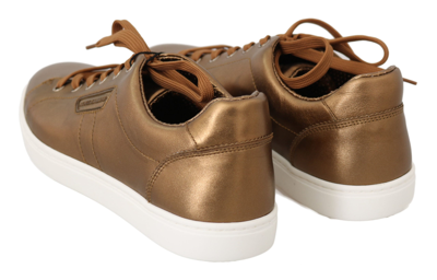 Shop Dolce & Gabbana Gold Leather Mens Casual Men's Sneakers