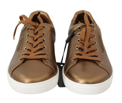 Shop Dolce & Gabbana Gold Leather Mens Casual Men's Sneakers