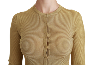 Shop Dolce & Gabbana Gold Long Sleeve Cardigan Viscose Women's Sweater