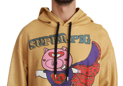 Shop Dolce & Gabbana Gold Pig Of The Year Hooded Men's Sweater