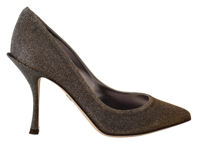 Shop Dolce & Gabbana Gold Silver Fabric Heels Pumps Women's Shoes