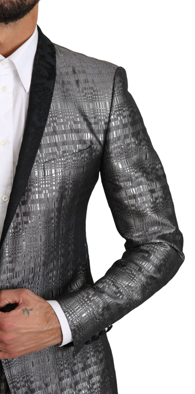 Shop Dolce & Gabbana Elegant Silver Patterned Men's Men's Suit
