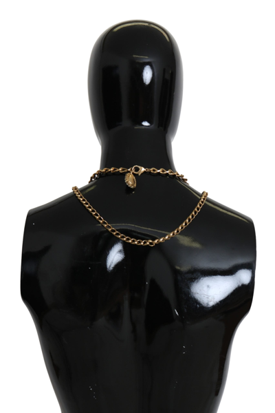 Shop Dolce & Gabbana Elegant Gold-tone Charm Necklace With Floral Women's Motif