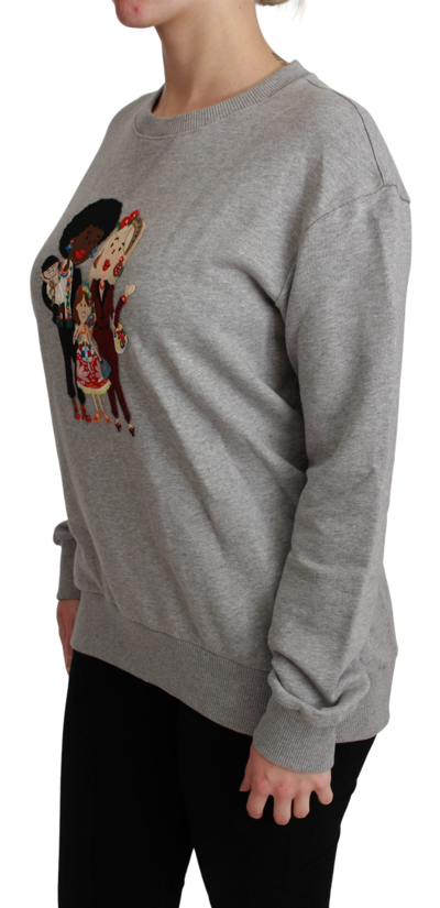 Shop Dolce & Gabbana Gray #dgfamily Cotton Pullover Women's Sweater