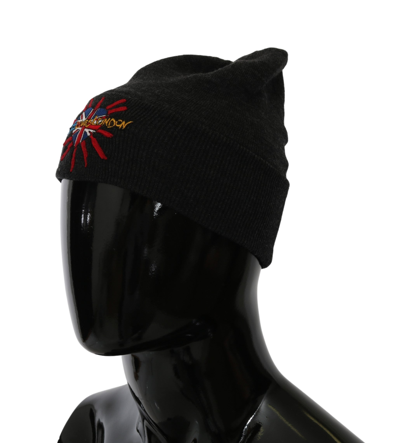 Shop Dolce & Gabbana Chic Gray Beanie With Exclusive Men's Embroidery In Black