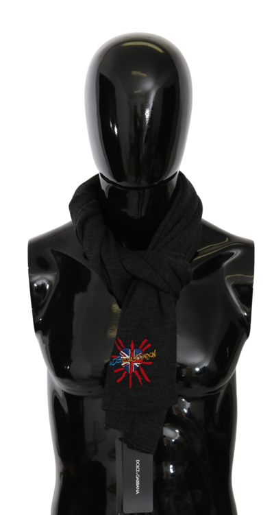 Shop Dolce & Gabbana Gray #dgloveslondon Wool Wrap Wool Women's Scarf In Black