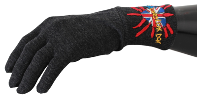 Shop Dolce & Gabbana Gray Virgin Wool Unisex Men's Gloves