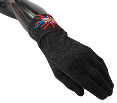 Shop Dolce & Gabbana Gray Virgin Wool Unisex Men's Gloves