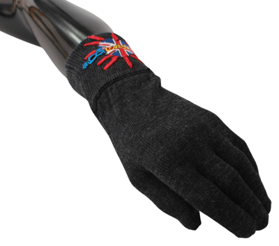 Dolce & Gabbana Gray #dgloveslondon Embroidered Wool Gloves In Gray