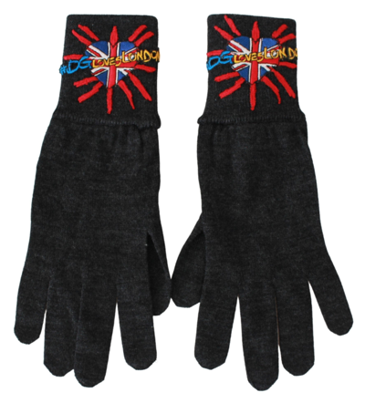 Dolce & Gabbana Gray #dgloveslondon Embroidered Wool Gloves In Gray