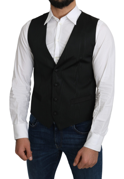 Shop Dolce & Gabbana Elegant Silk Formal Gray Men's Vest