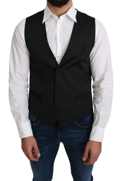 Shop Dolce & Gabbana Elegant Silk Formal Gray Men's Vest