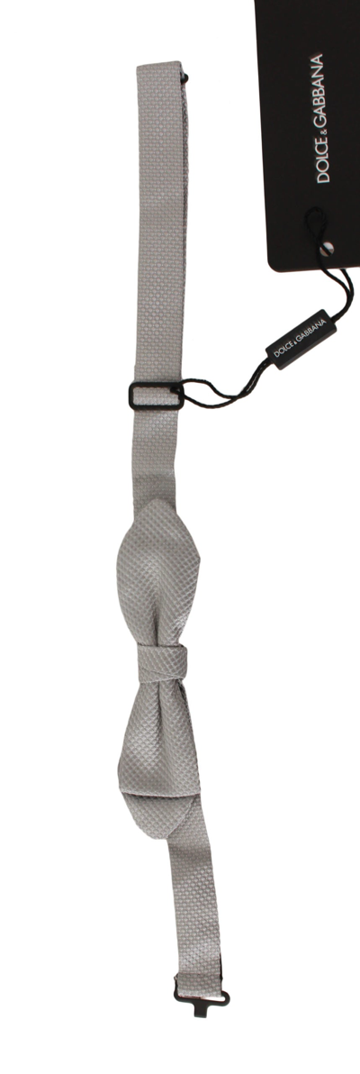 Shop Dolce & Gabbana Elegant Silk Gray Bow Men's Tie